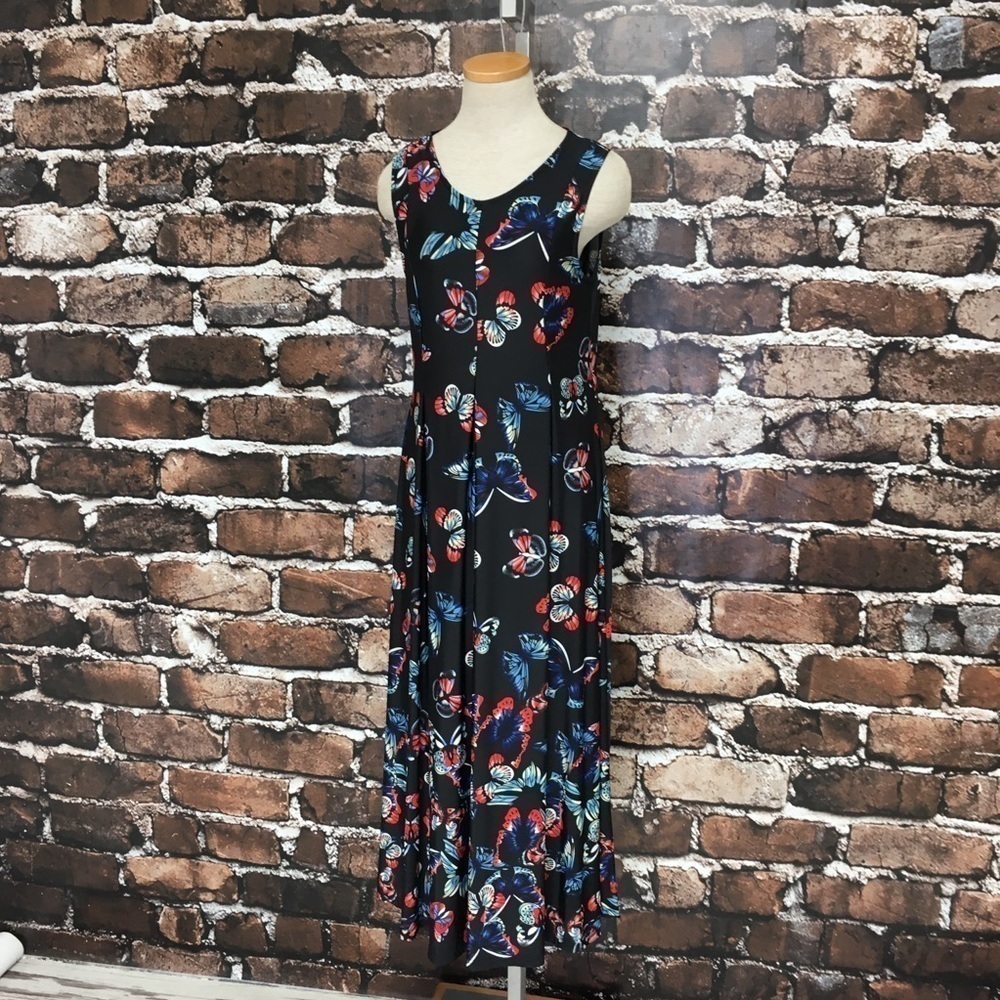 Reborn Dress Black Butterfly Sleeveless Pleated Maxi Small - Picture 11 of 12